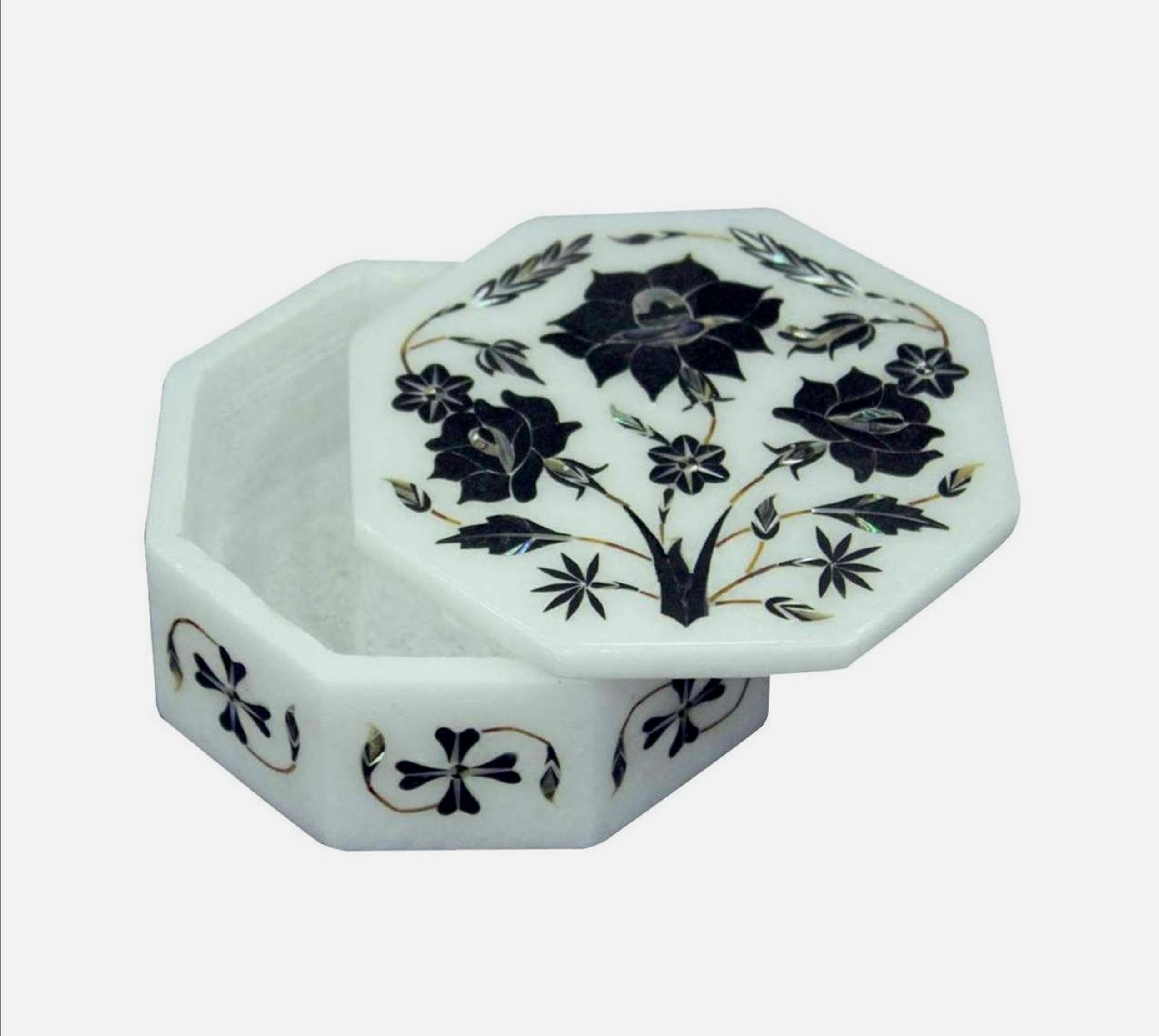Boîte à bijoux d'art floral et rangement en marbre décorative pour bureau