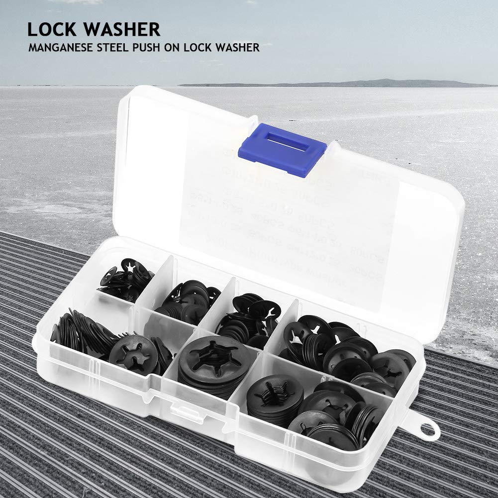 260pcs Internal Tooth Star Lock Washers, Push On Washer Retaining Lock Washers, Quick Speed Locking Washers for 3 4 5 6 8 10 12mm