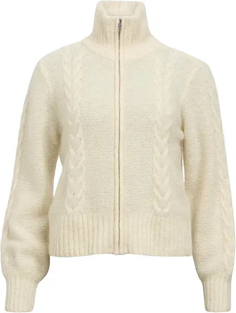 Cardigan Gilet Mohair Objnete Lo Knit pour Femme - Col Haut et Fermeture Éclair