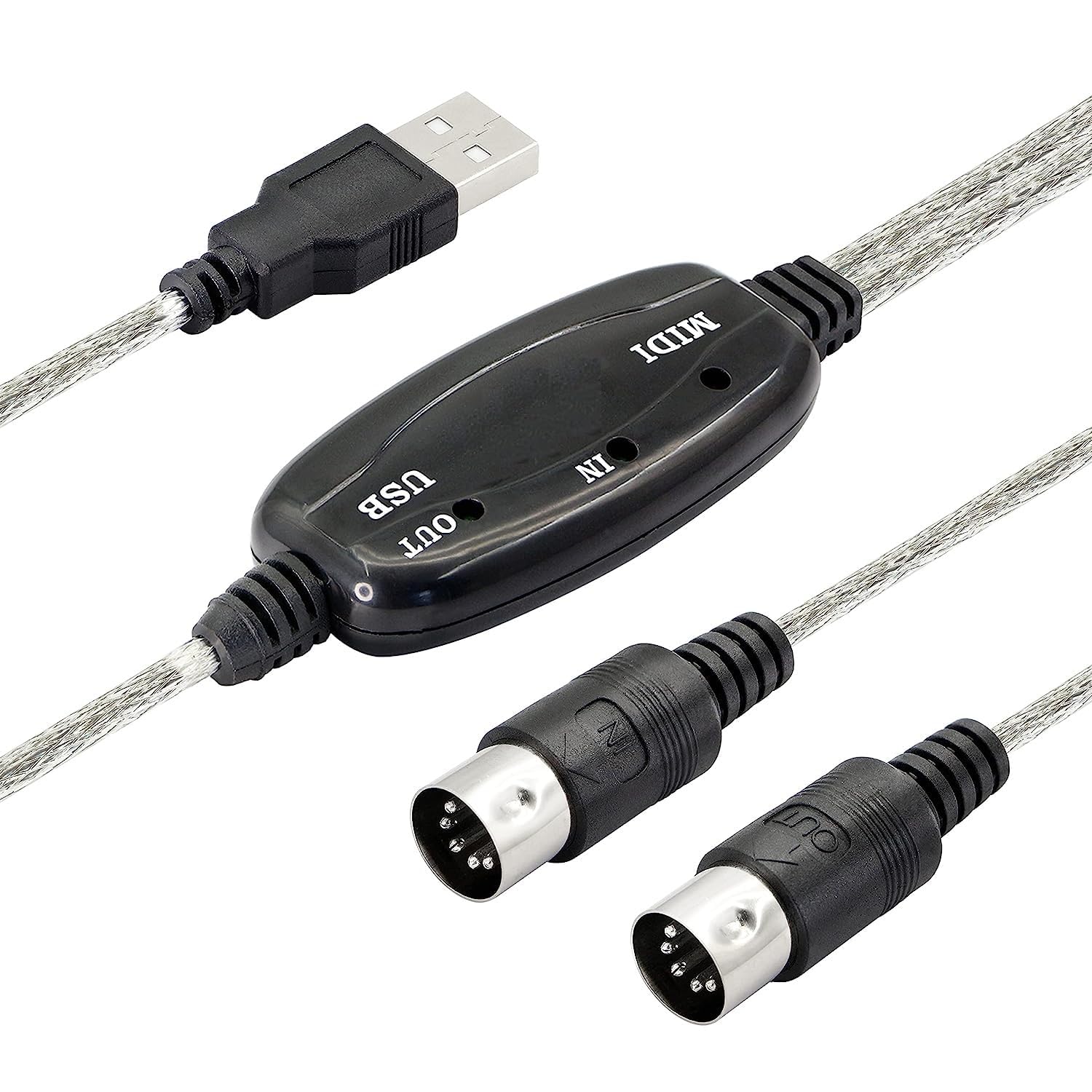 CDL TECH USB to MIDI Cable Converter 2 in 1 PC to Synthesizer Music Studio Keyboard Interface Wire Plug Controller Adapter Cord 16 Channels Supports Computer Laptop Windows and Mac-image-3