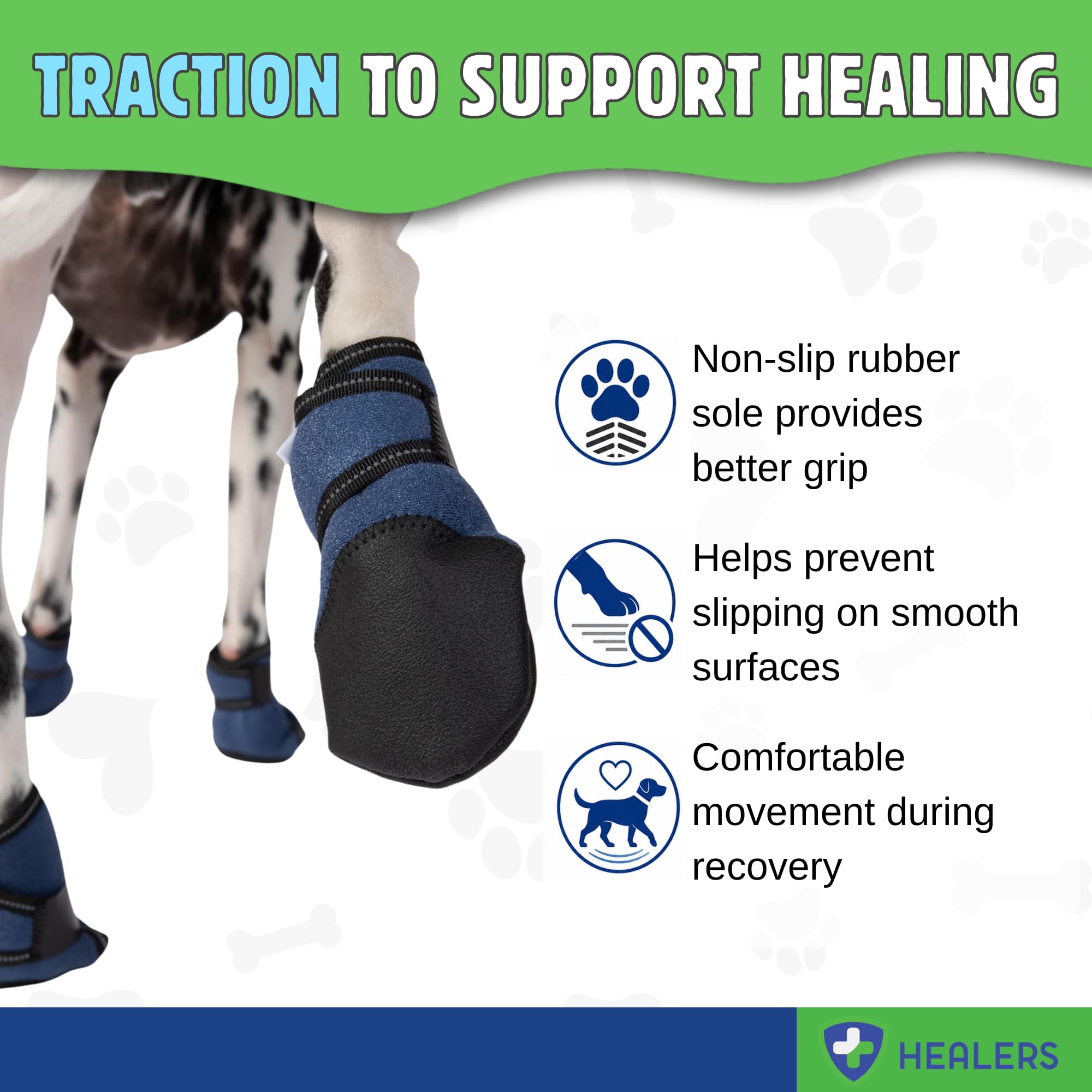 Healers PetCare - Bota médica para perro, botín protector para patas lesionadas, cuidado de heridas y recuperación, transpirable, antideslizante, cierre de correa ajustable, gasa no incluida (botín