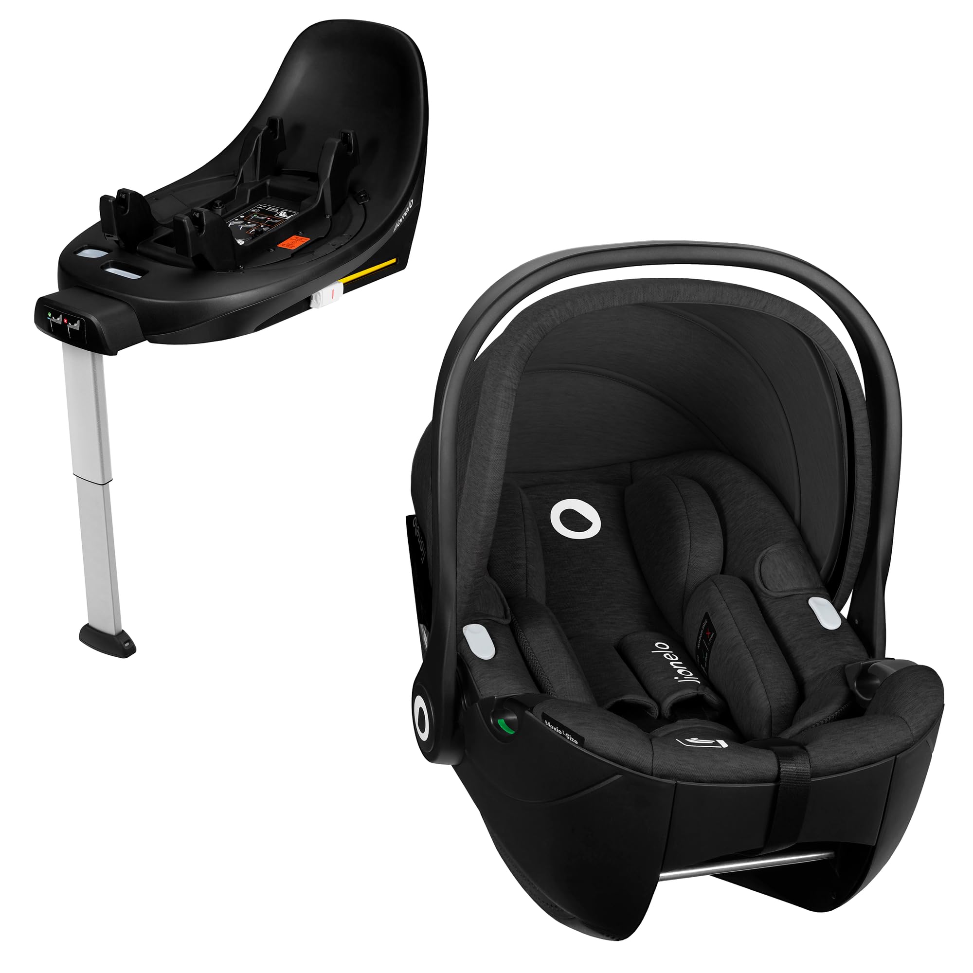 LIONELO MOXIE i-Size SET Dziecięcy Fotelik Samochodowy z Bazą 40-87 cm Nosidełko dla niemowląt Montaż ISOFIX i Noga Stabilizacyjna Ochrona Boczna, Regulacja Zagłówka Wkładka Dri-Seat