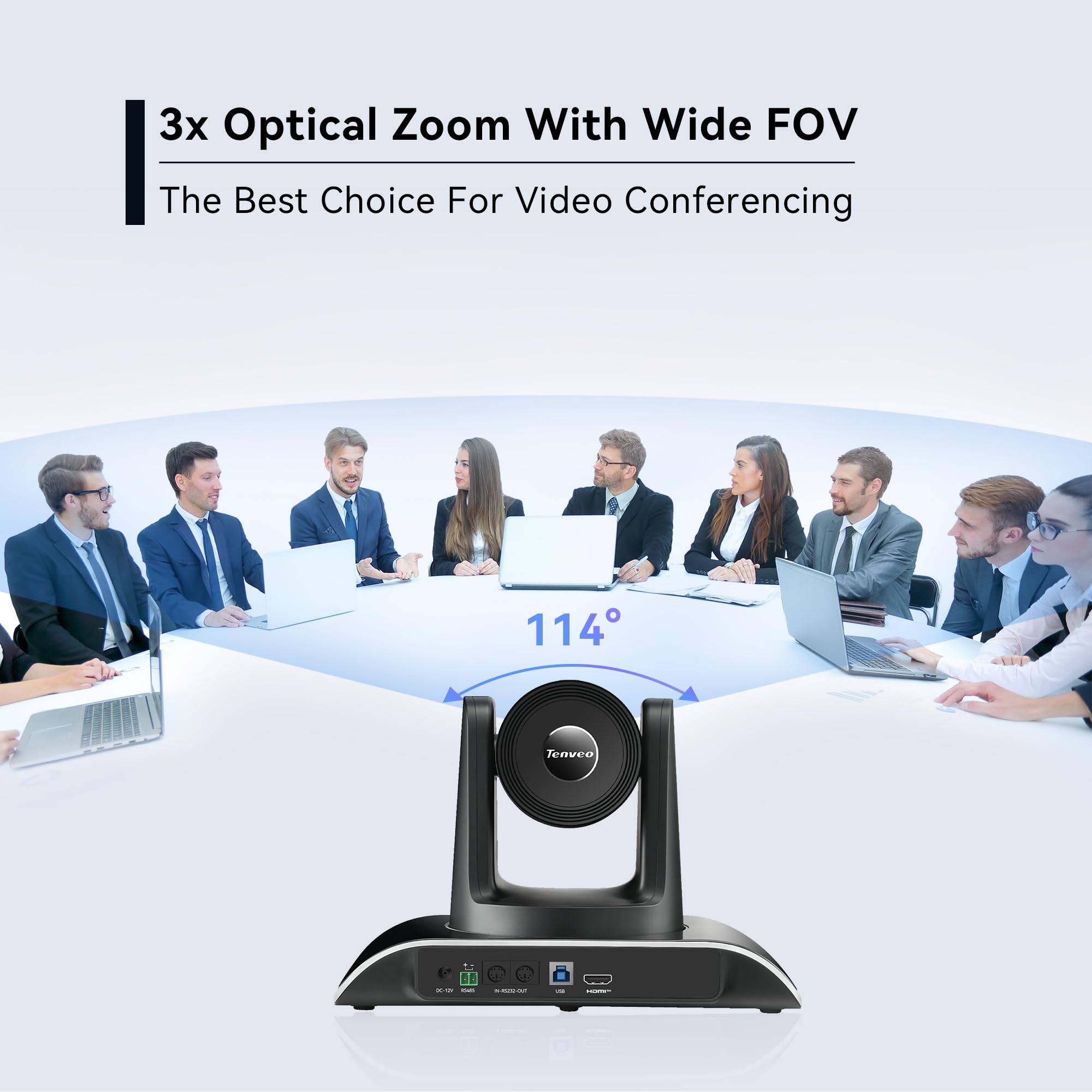 Tenveo 3X Zoom Ottico Sistema di Telecamere per Conferenze con Altoparlante Bluetooth AI Tracking USB3.0/HDMI PTZ Camera 1080P 60FPS Videoconferenza per Riunioni Chiesa Medicina Teams Zoom OBS