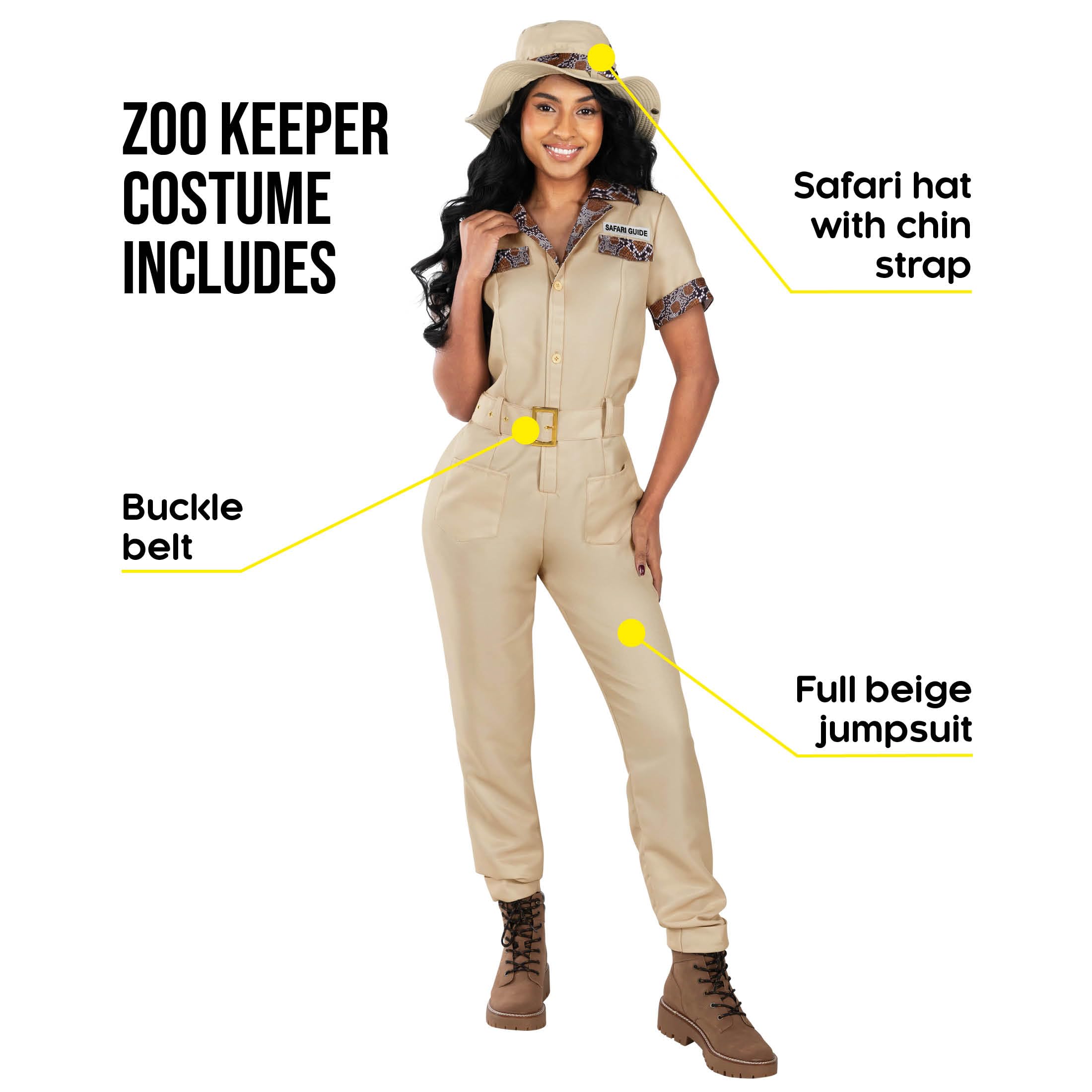 Morph Zoo Keeper Safari Costume Women  Zookeeper Costume Adult Women  Safari Outfit for Womens Zoo Keeper Halloween Costumes L - BigaMart
