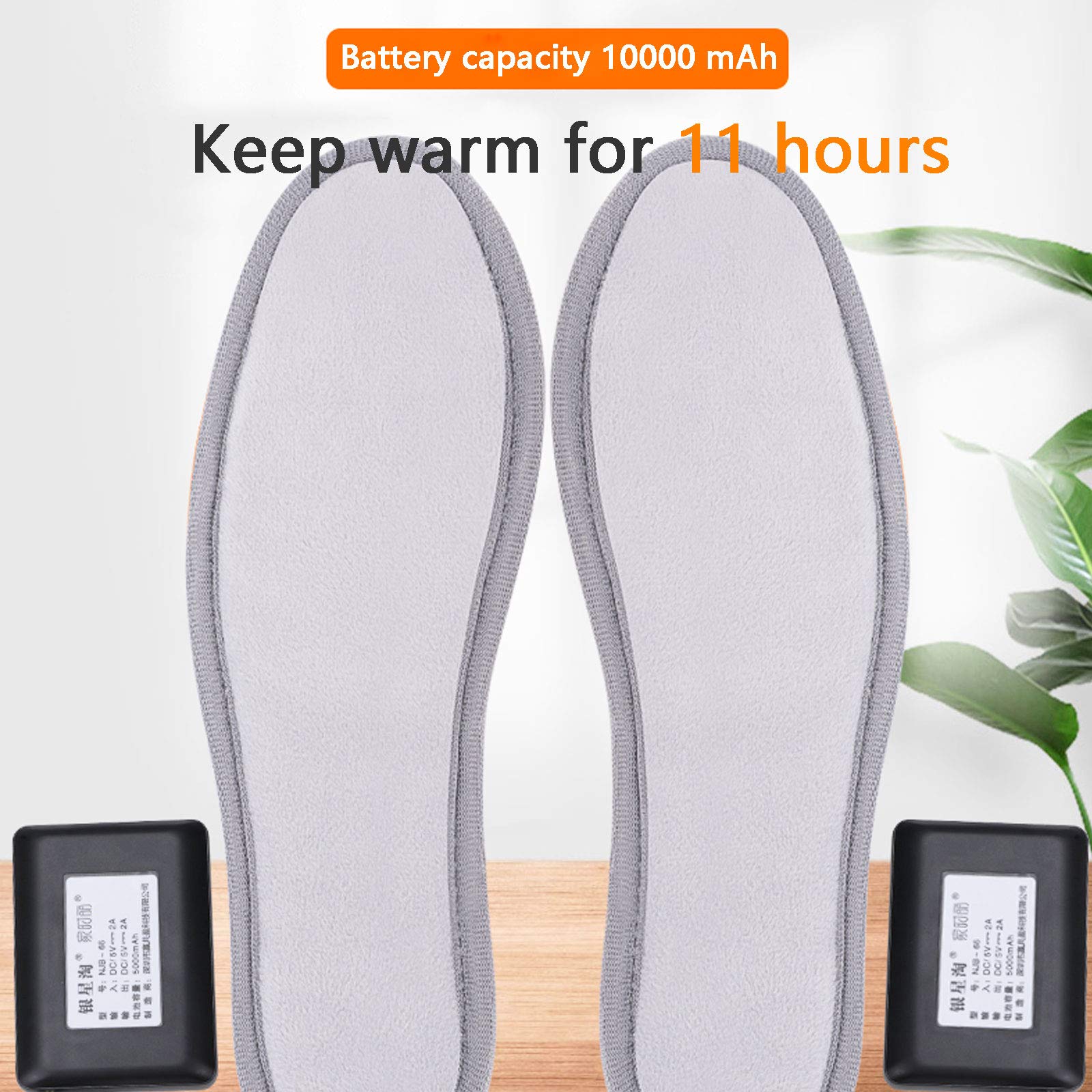 NANANA Semelles Chauffantes Électriques USB Portables Chauffe-Pieds Électriques Semelles Chauffantes Lavables Semelles Thermiques Coupables pour Le Ski, la Pêche, la Randonné,40