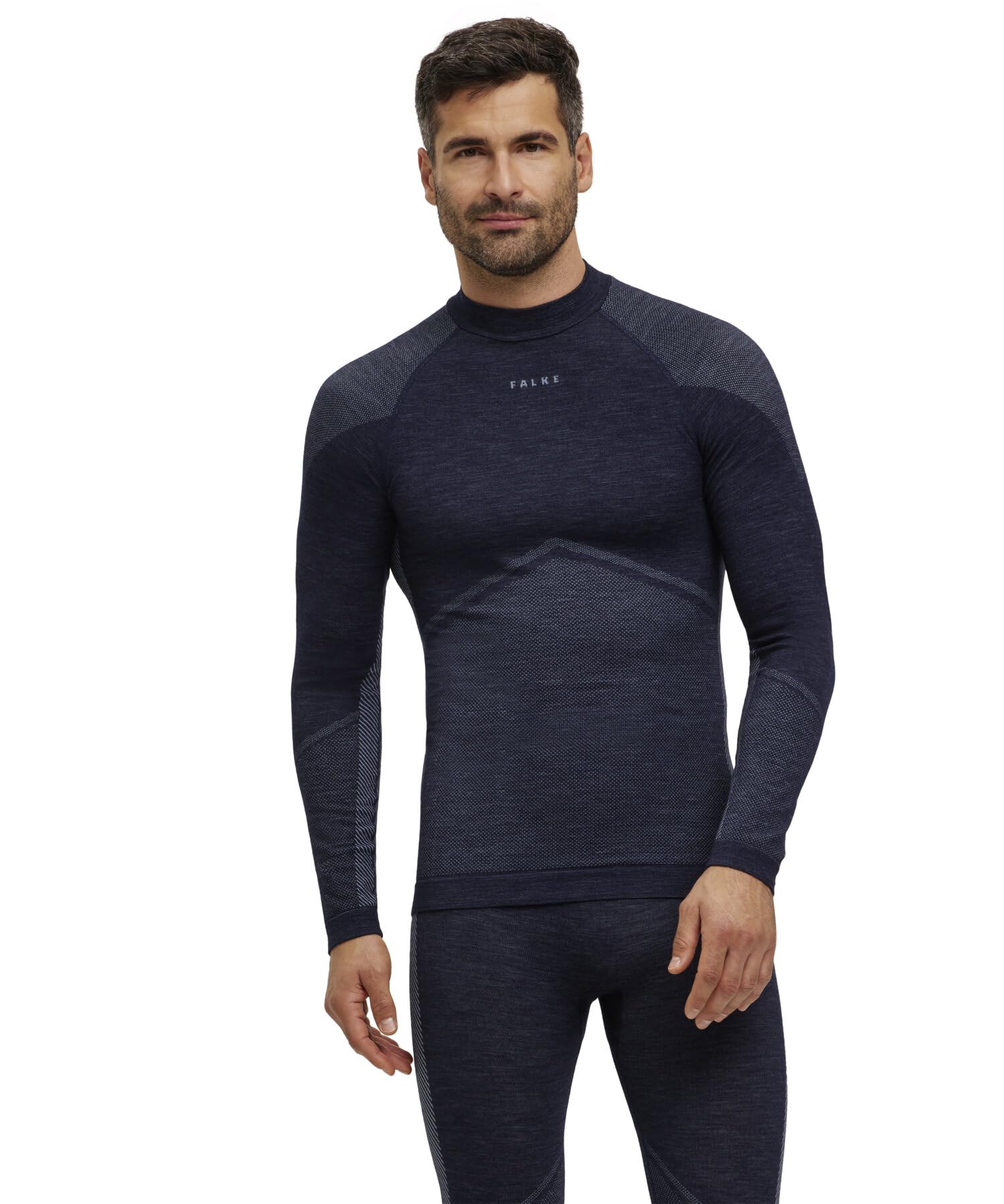 FALKE Uomo Wool-Tech Round Neck Maglia Sportiva Tecnica Manica Lunga Intimo Termico per Clima Freddo e Molto Freddo Traspiranti termoregolanti antiodore sostenibili Lana Filo Funzionale 1 Pezzo | in lana merino per temperature da fredde a molto fredde