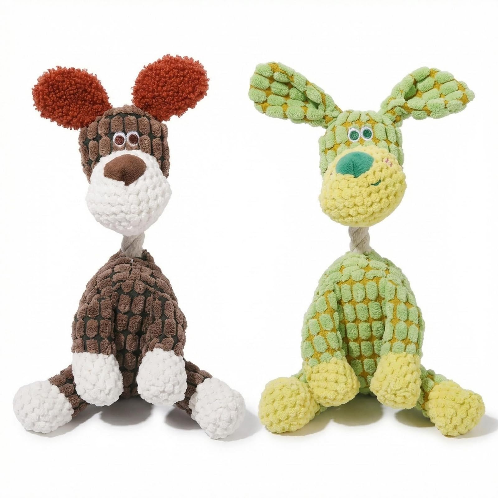 Mtbricey 2PCS Dog Toys for Chewers 2026 Durable Plush Squeaky Dog Toy for Small Medium Dogs Puppy Teething Chew Toy Interactive Tough Dog Toys for Boredom Indoor Play (GREEN & Brown)