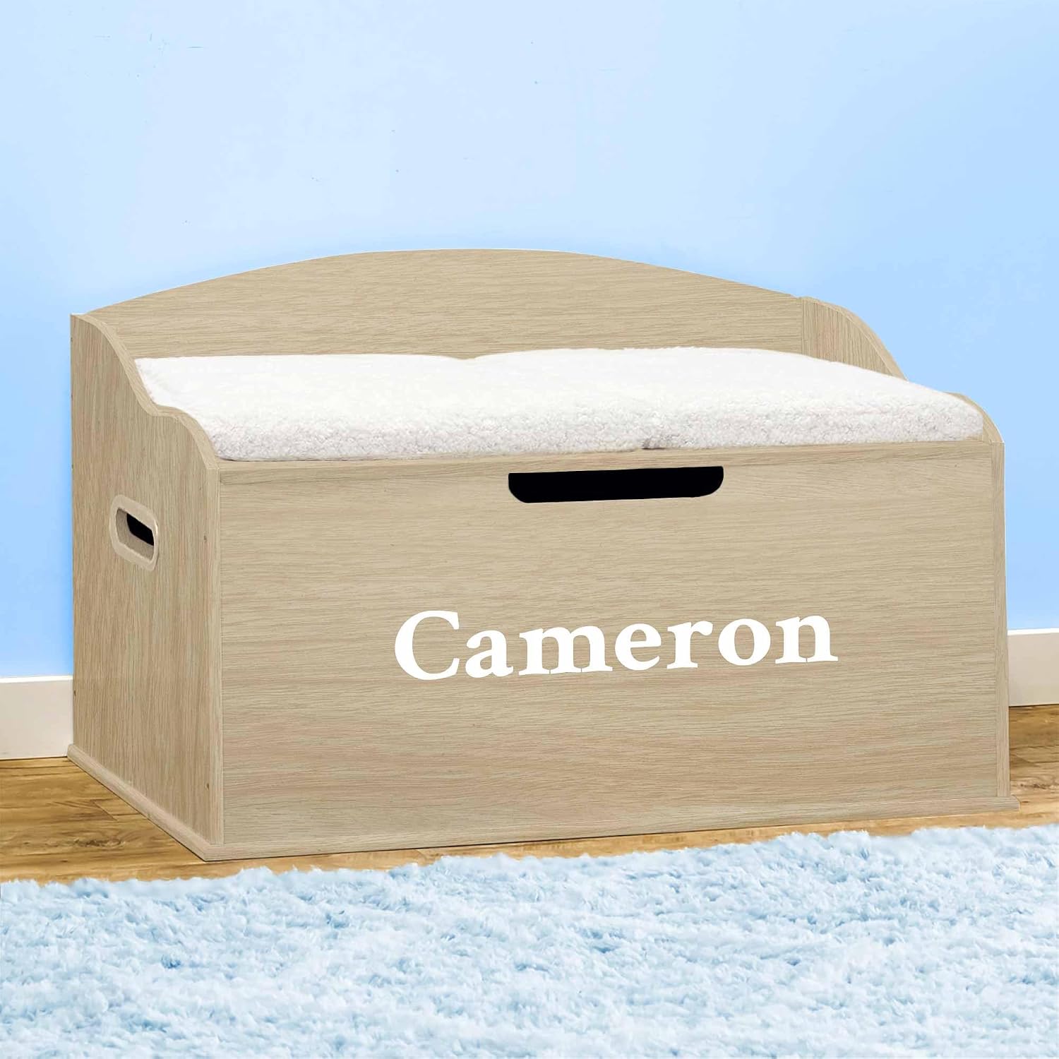 DIBSIES Personalized Creative Wonders Toy Box, Signature Series for Boys, 30 x 19.25 x 18 inches, Soft-Close Lid (Natural)