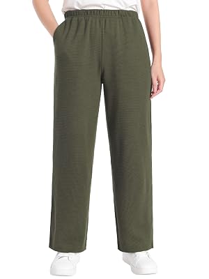 Womens Petite Length Lounge Pants Wide Leg with Pockets