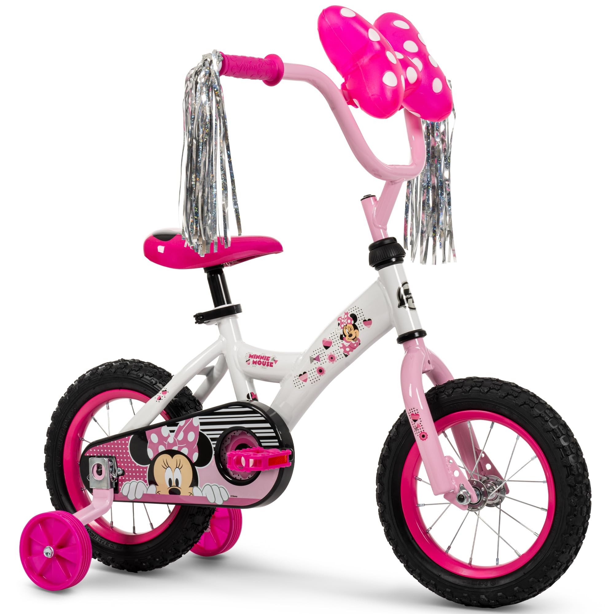 Disney Girls' Bikes, 12/16 Inch Sizes, Ages 3+ Years Old, Disney Princess, Minnie Mouse, Frozen Bicycles, Characters, Removable Training Wheels, Streamers, Easy Assembly, Durable, Safe