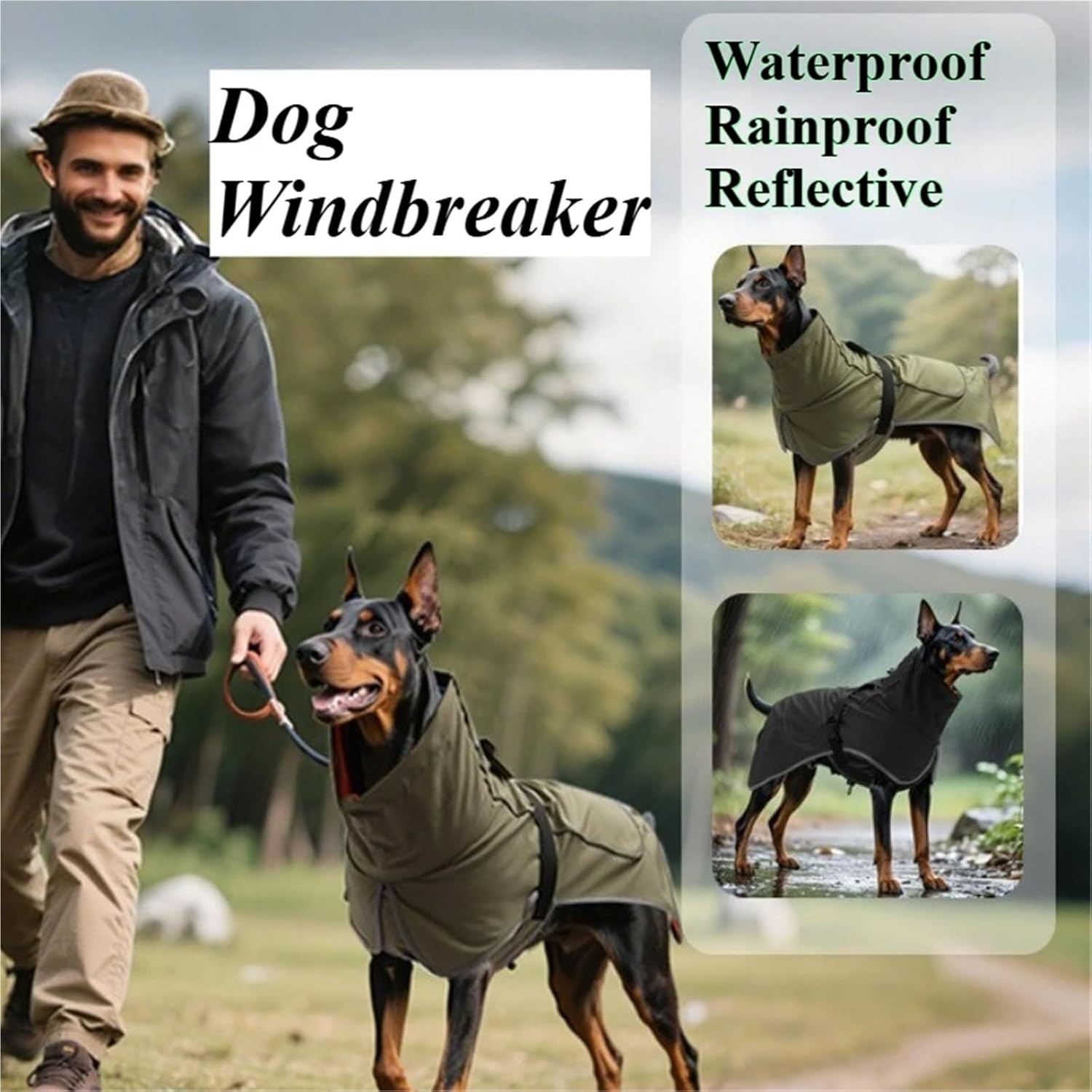 Dog Pet Windbreaker Spring Outdoor Waterproof Medium Large Dog Raincoat Stormcoat Pet Outdoor Clothes Pet Raincoat Accessory(Dark Black,Medium)