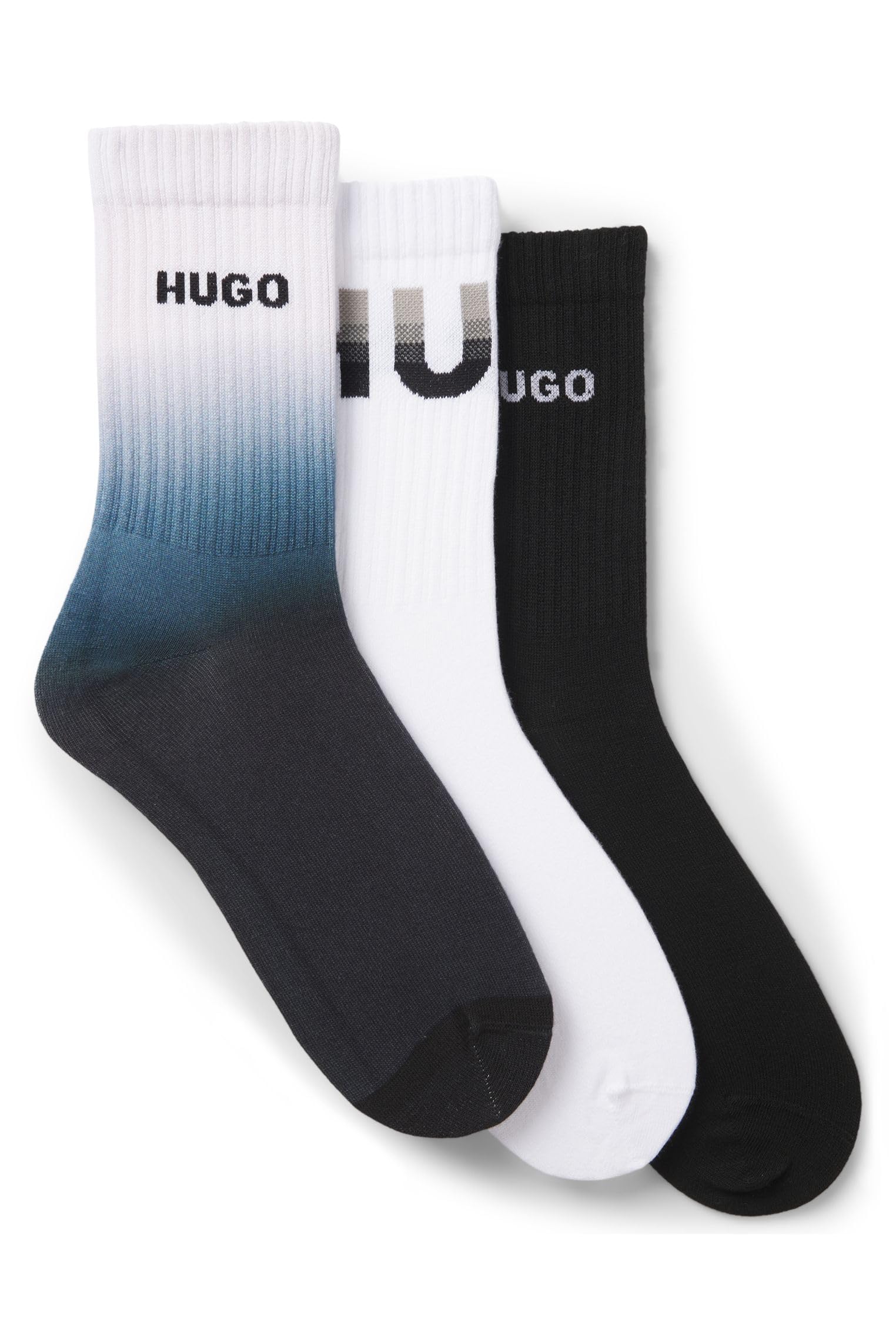 HUGO Men's 3P Qs Rib Rising CC 10276024 0 Short_Socks (Pack of 3), Black 001, 39-42