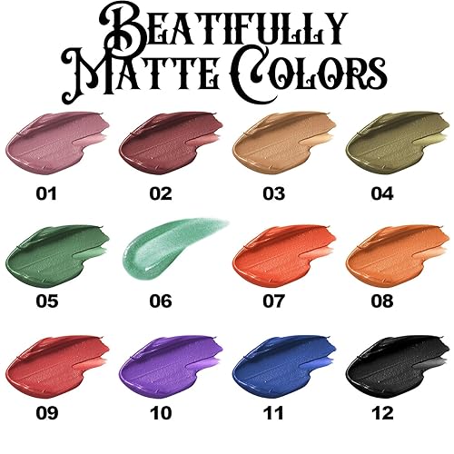 Miniatura 2 de Juego de 4 lápices labiales líquidos color rojo oscuro, morado, azul y negro, mate, de larga duración, 24 unidades de brillo labial impermeable,