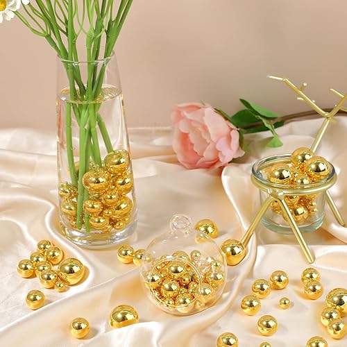 Miniatura 2 de KALIONE 150 cuentas de perlas para relleno de jarrón, flotantes, sin agujero, cuentas de maquillaje para soporte de pinceles, 3 tamaños, perlas de