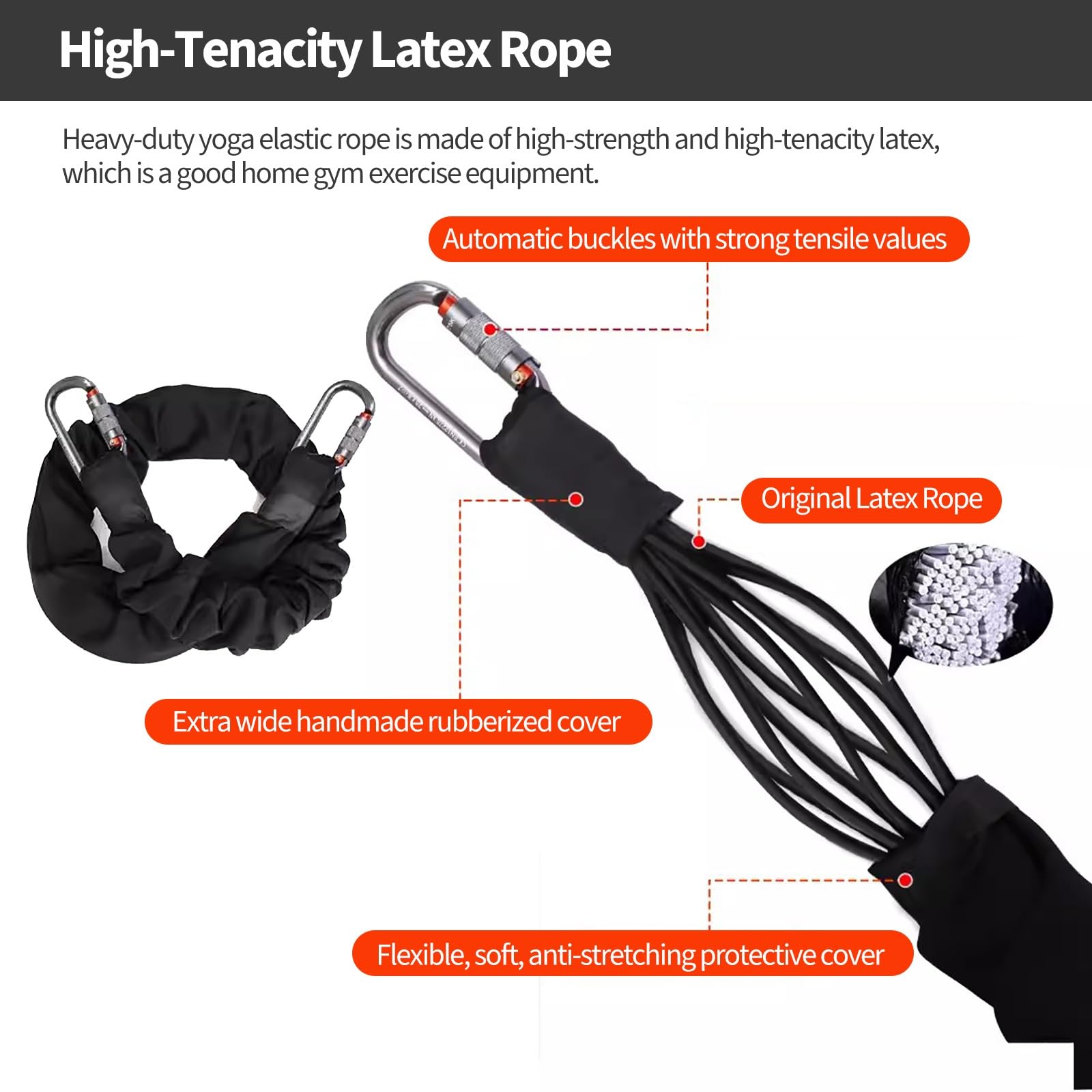 Bungee Dance Resortance Bands Set di cinture di resistenza con corda elastica con rotazione a 360° (30KN) - Set di corde elastiche per yoga e fitness da montare al soffitto - Corda di allenamento di r