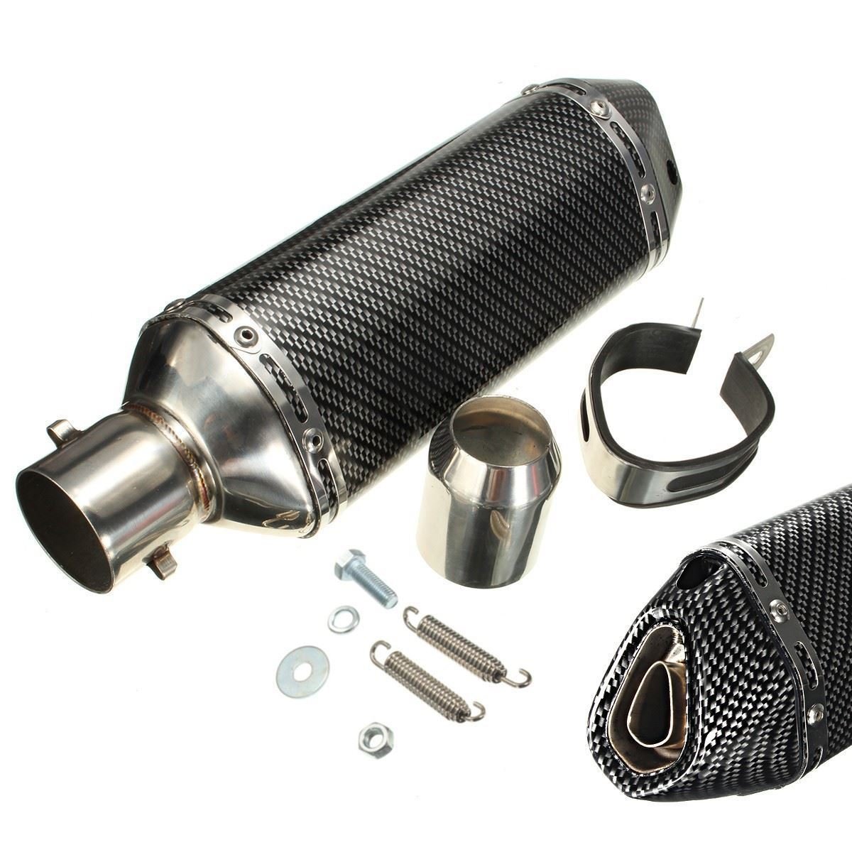 38-51mm Carbon Motorcycle Exhaust Tips Muffler Short Escape Pipe ATV Street Bike