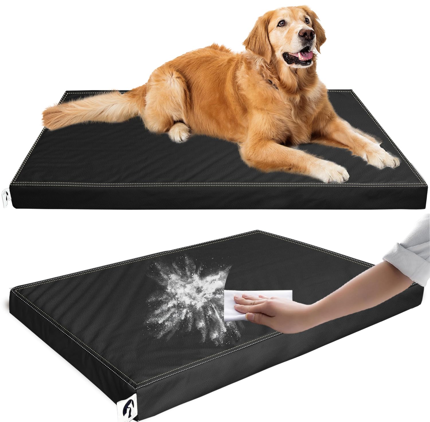 Cama ortopédica para Perro, Impermeable, con Funda de Piel sintética extraíble y Lavable, Adecuada para Mascotas de hasta 90 Libras