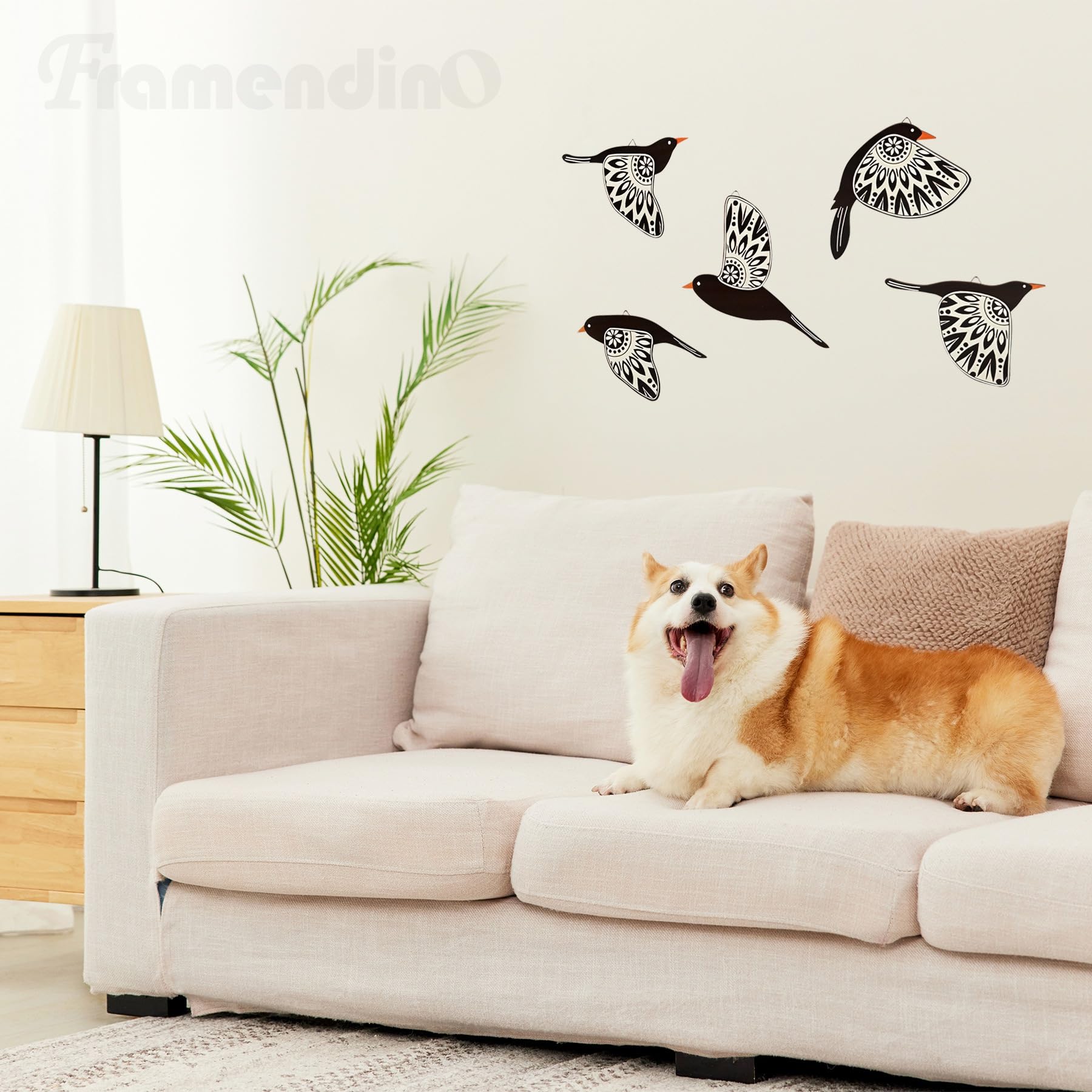 5 Pcs Wooden Bird Wall Art Set – Rustic Flying Birds Decor For Home, Black Scandinavian Style