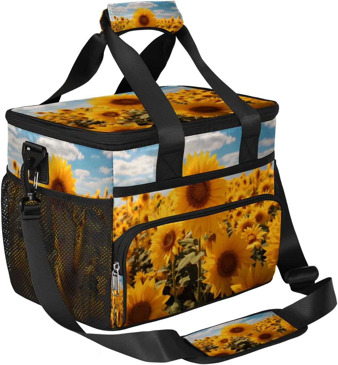 Sunflowers Insulated Picnic Backpack Lunch Box for Women Men Picnic Basket Tote Lunch Bag Picnic Bag Portable Lunch Bags for Picnic, Beach, Work, Trip,Office, Camp Sunflower Garden