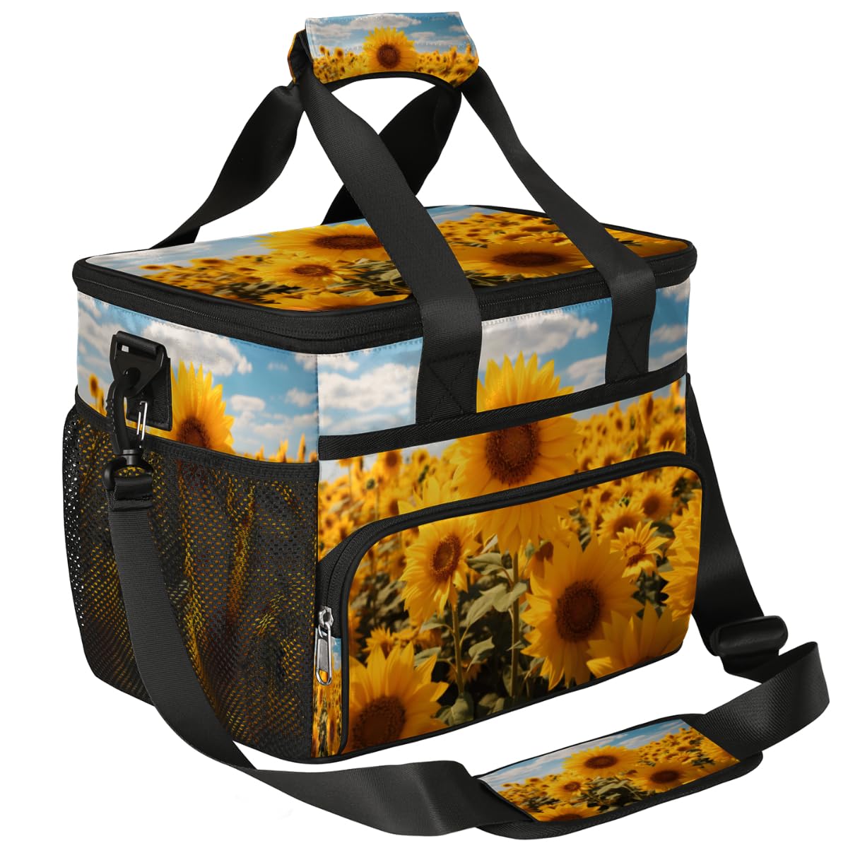 Sunflowers Insulated Picnic Backpack Lunch Box for Women Men Picnic Basket Tote Lunch Bag Picnic Bag Portable Lunch Bags for Picnic, Beach, Work, Trip,Office, Camp Sunflower Garden