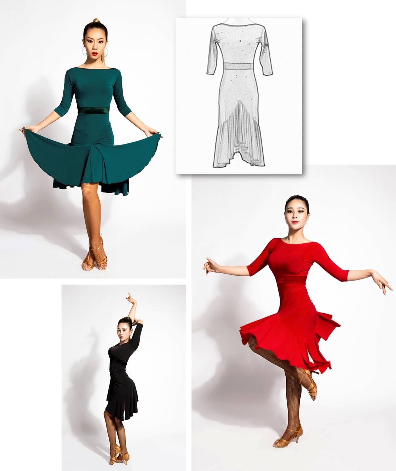 SCGGINTTANZ G3028 Latin Ballroom Dance Professional Double Sided Wearable Design Swing Dress