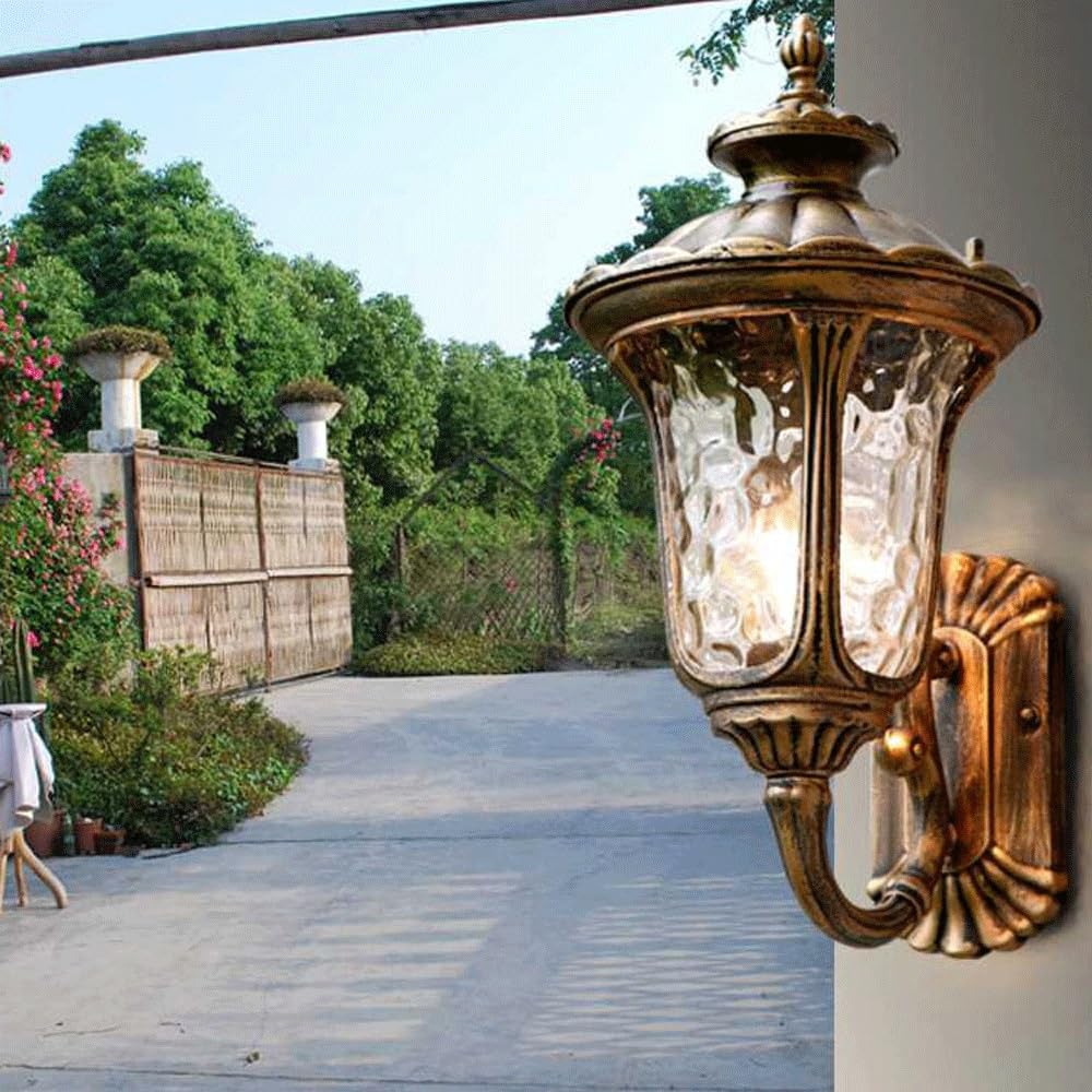 Lanterne d'extérieur étanche en verre ondulé bronze pour porte de garage