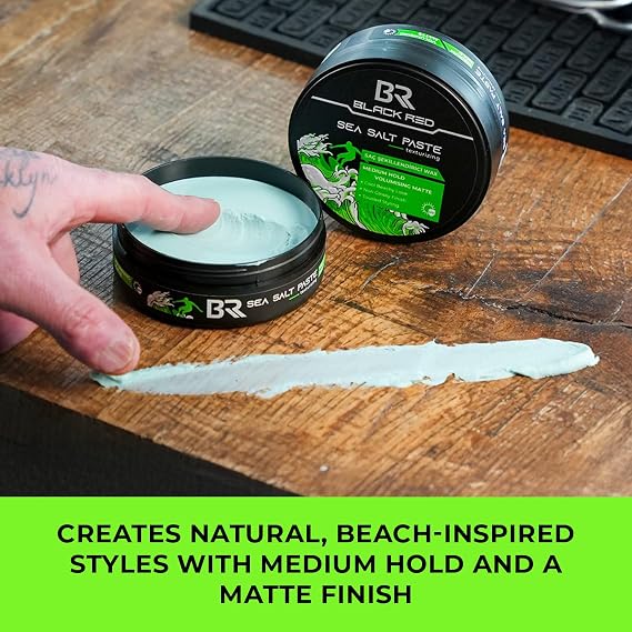 BLACK & RED Wax Hair Styling Wax Sea Salt Paste Sea Salty Mat Natural Appearance Medium Hardness - 120 ml