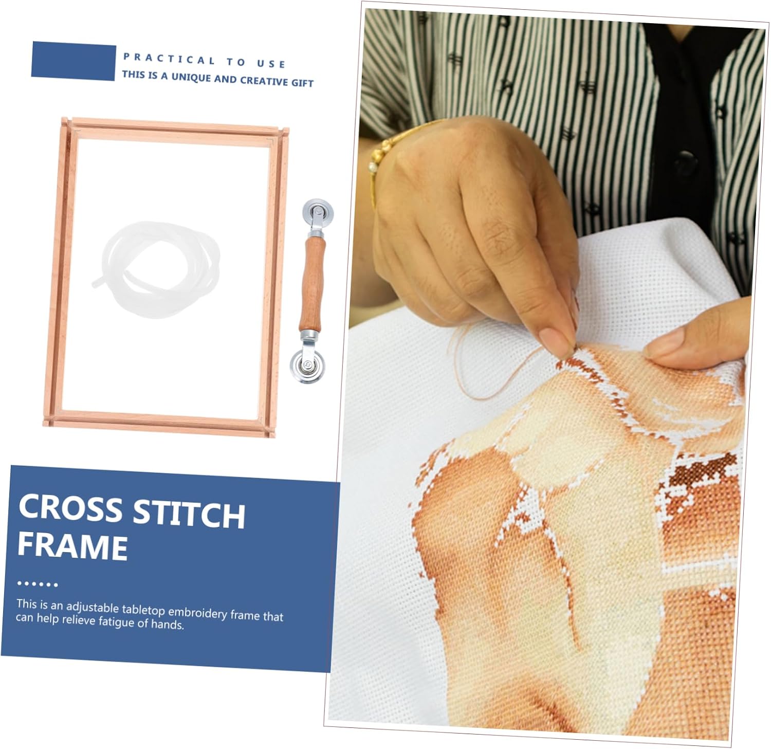 Gogogmee Needlework Table and Lap Hands Stand Embroidery Stand for Crochet Scroll Frame Quilting Embroidery