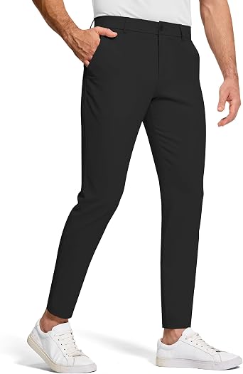 SERAMY Mens Golf Dress Pants 30" Inseam Stretch Skinny Tapered Lightweight Breathable Chino with Pockets for Casual Work