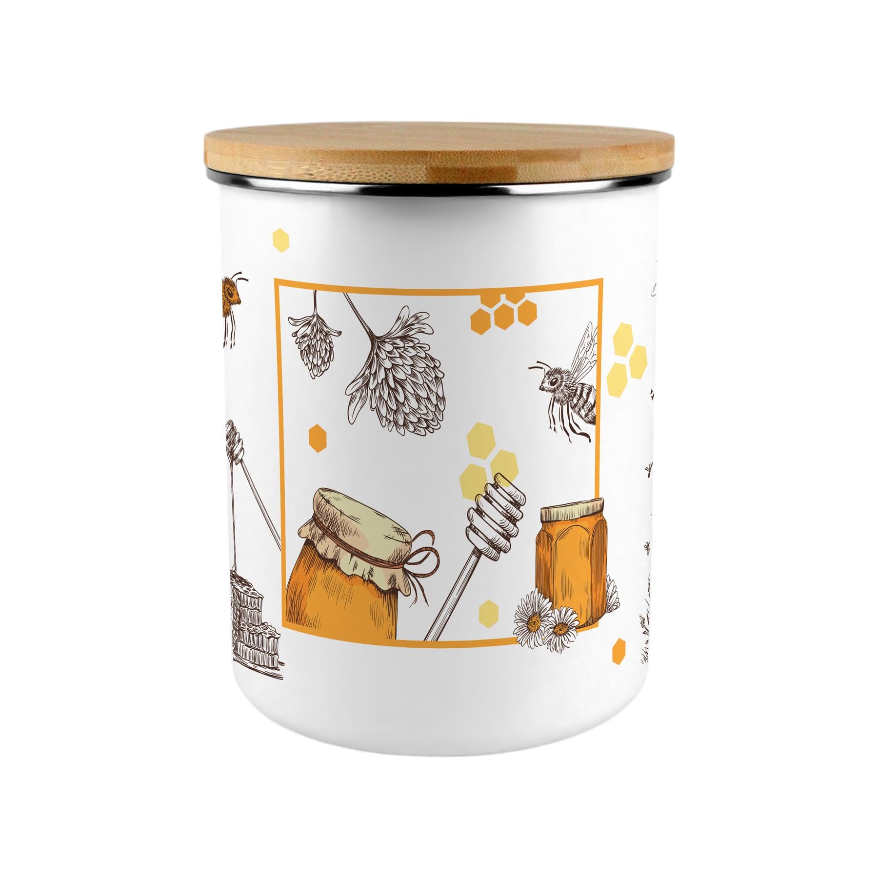 Extra Large Enamel Canister - Honey Farm Home/Food Storage Jar Gift