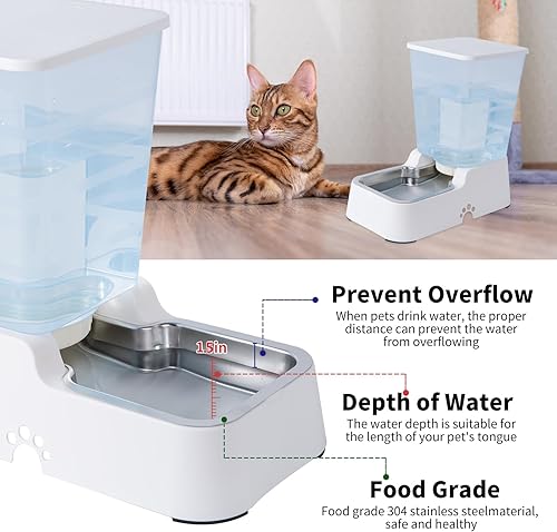 Miniatura 2 de Meikuler Alimentador automático para mascotas, 5.2 L, dispensador de alimentos y dispensador de agua para perros medianos y grandes, gatos y