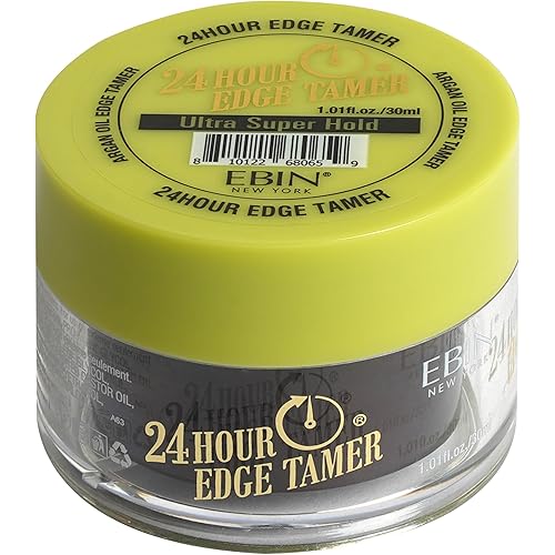 EBIN NEW YORK 24 Hour Edge Tamer Ultra Super Hold 1.01Fl Oz Strong Edge Control Gel, No Flaking, Sleek Smooth Finish, Long Lasting, Argan & Castor Oil