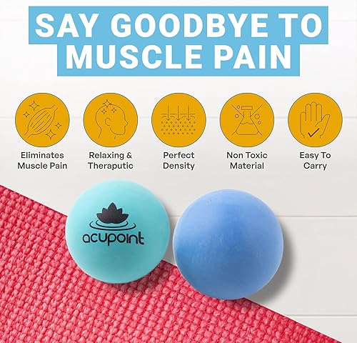 Miniatura 5 de Acupoint Juego de bolas de lacrosse para terapia de masaje físico, ideal para yoga, masaje de tejido profundo, terapia de punto de activación y