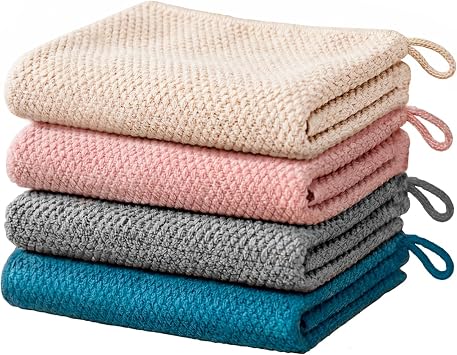 Barista Towels - 4 Pack 12x12 Microfiber Coffee Cleaning Cloth Set, Espresso Accessories for Bar Counter, Steam Wands, Essential Coffee Bar Accessories with Hanging Loop