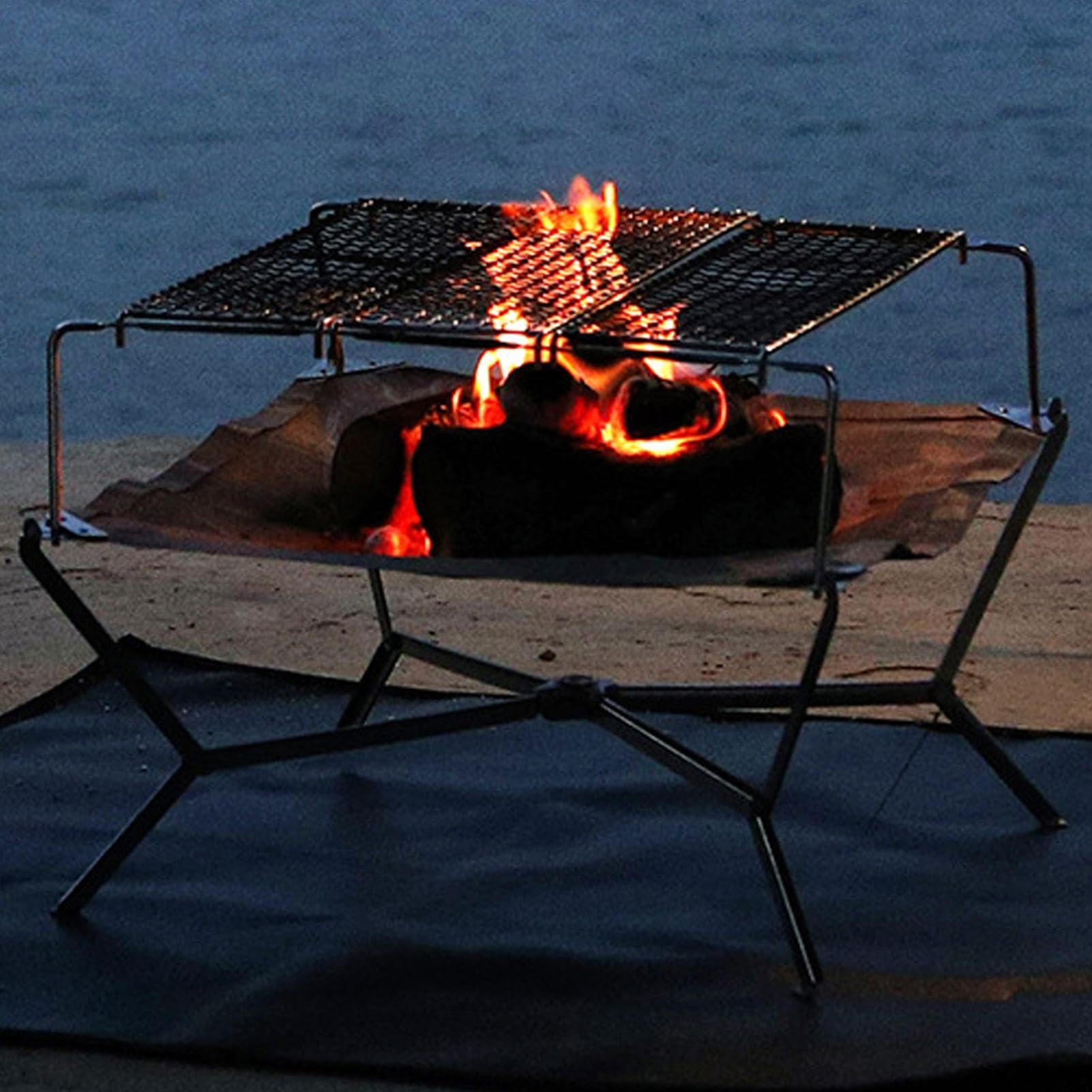 Barbecue portatile a carbonella, portatile, pieghevole, in acciaio inox, per cucinare all'aperto, escursionismo, campeggio, picnic | Griglia da campeggio portatile Griglia da campeggio pieghevole in acciaio inossidabile Griglia a carbone per picnic in