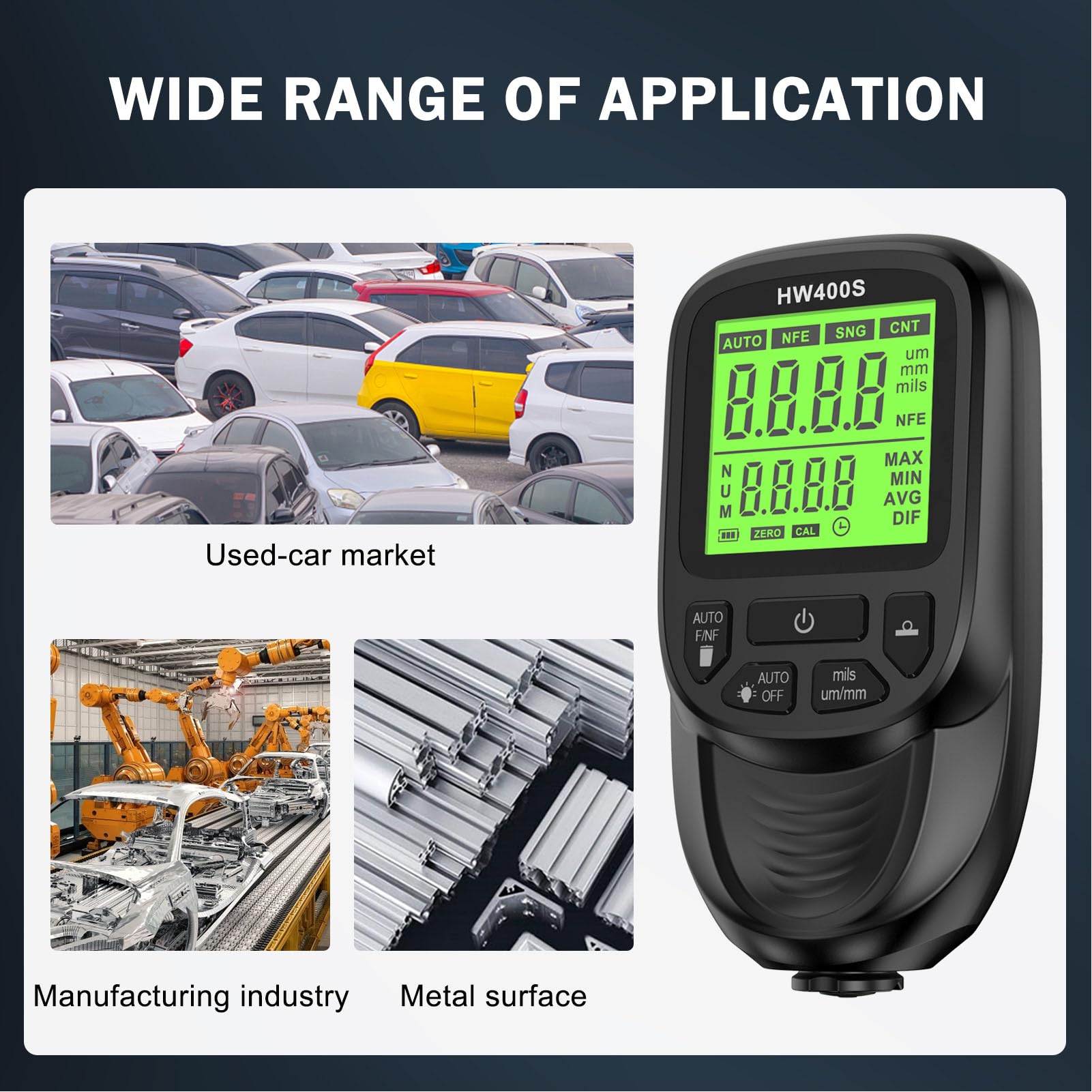 Professional Coating Thickness Gauge, Multifunctional Digital Paint Meter Tester for Steel with ABS Material, High Accuracy, Portable, No Auto Shut Off, Suitable for