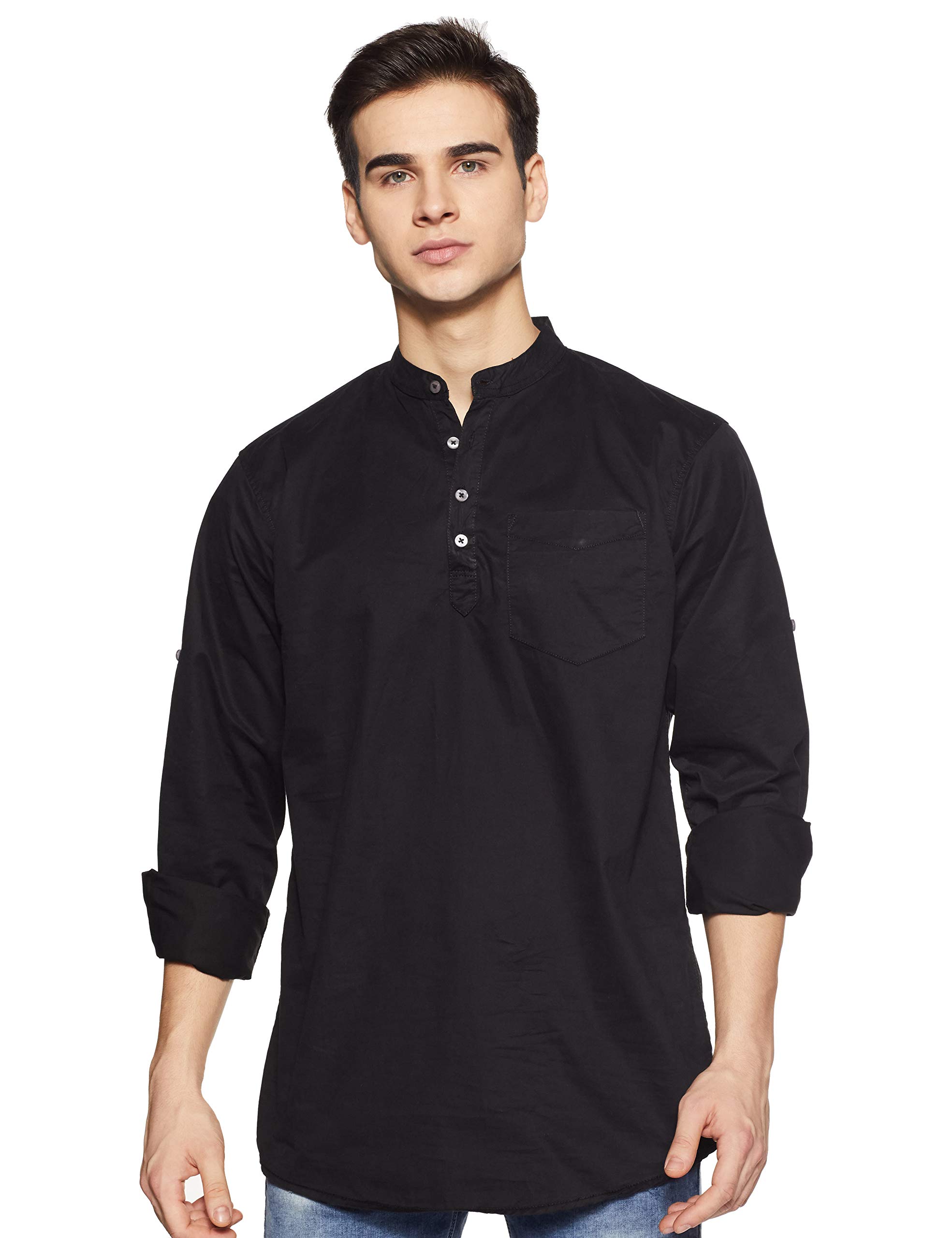NeostreakMen's Solid Slim fit Apparel (neoshirtsolchi-halfplc-bla Black 38)