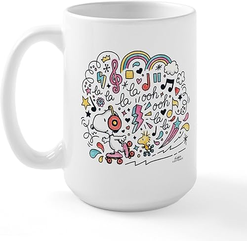 CafePress Snoopy Skating To Music - Taza de café de cerámica (15.0 fl oz)
