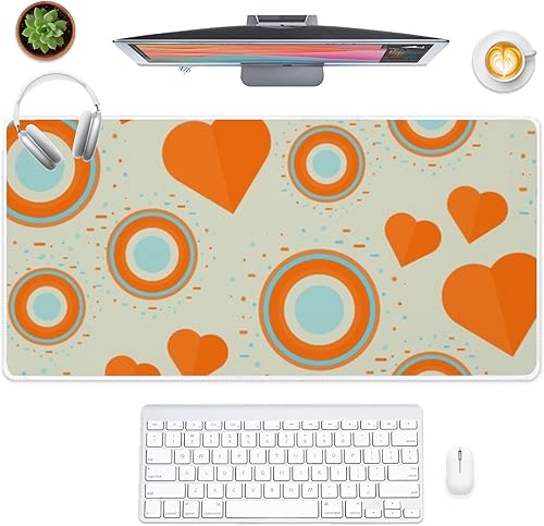 Vintage Hearts Dots Mouse Pad Large Gaming Desk Mat with Non- Slip Rubber Base Smooth Face Mouse Pad for Men Computer Mats Nursing School Supplies