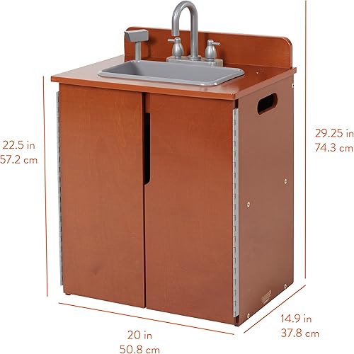 Miniatura 2 de Chef's Station - Fregadero de cocina de madera para niños, cocina de juguete, nogal oscuro