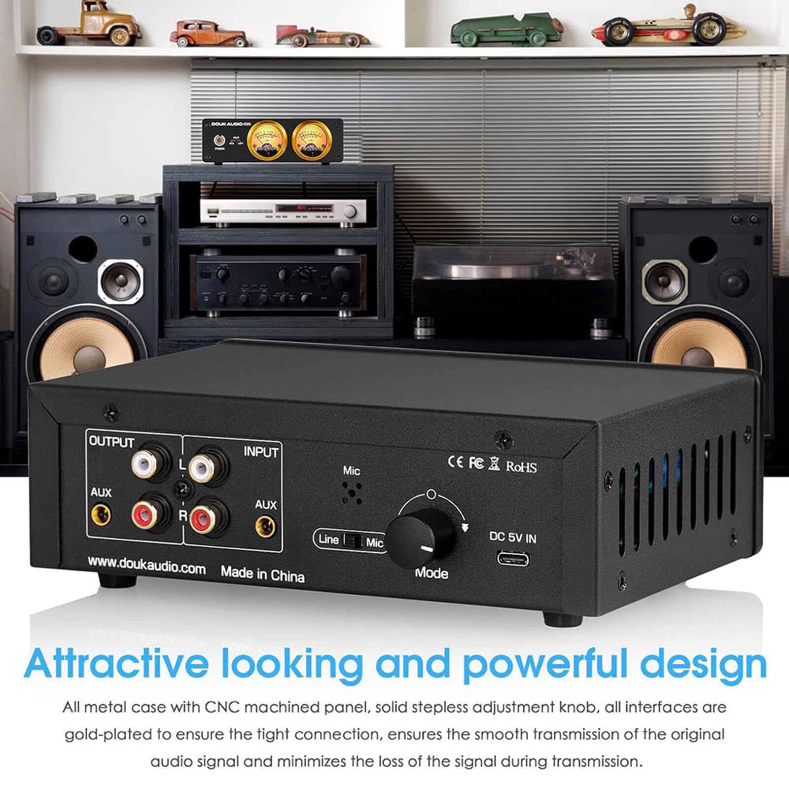 Doppio VU Meter Analogico, Indicatore Audio con Display a Pannello Db, Fonometro per Spettro Musicale Mic E Line, Regolazione Colore/luminosità, per Home Theater