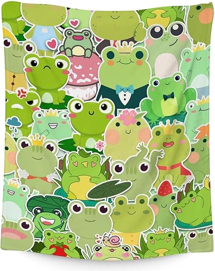 Frog Blanket Gifts - 40x50 Inches Cute Throw for Girls & Boys - Colorful Soft Fuzzy Blankets for Bed, Couch & Living Room