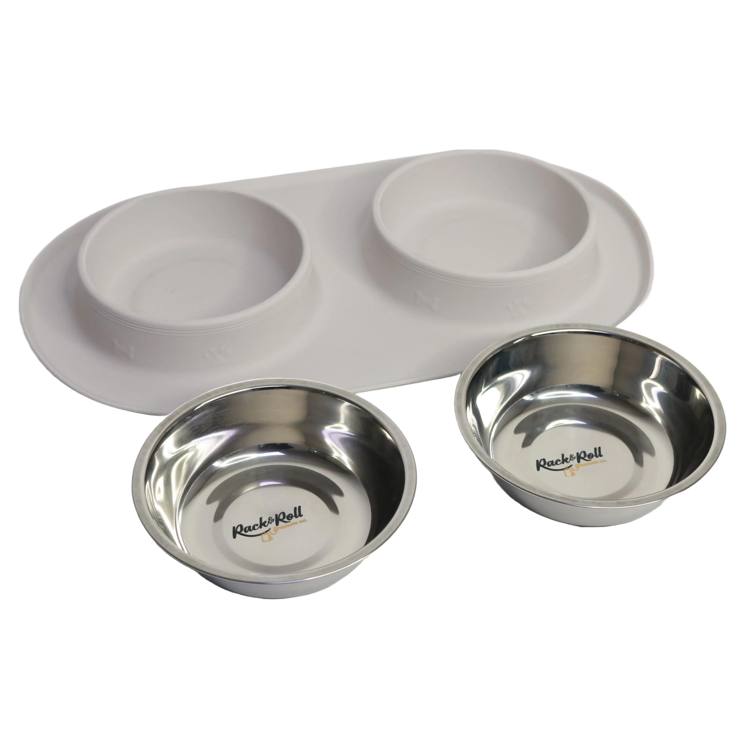 Dual Stainless Steel Pet Bowls with Non-Slip Silicone Mat – Spill-Proof Food and Water Feeder for Dogs & Cats, Easy to Clean, BPA-Free, Durable and Lightweight