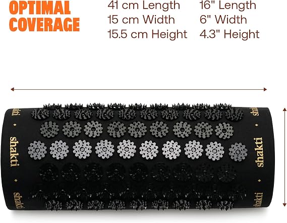 ShaktiMat Acupressure Pillow, Back, Neck & Shoulder Relief, Level 3 Black | Relaxation, Massage Muscles, Aid Sleep, Unlock Inner Tension, Similar to Acupuncture, Made with Organic Cotton & ABS spikes