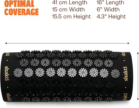 ShaktiMat Acupressure Pillow, Back, Neck & Shoulder Relief, Level 3 Black | Relaxation, Massage Muscles, Aid Sleep, Unlock Inner Tension, Similar to Acupuncture, Made with Organic Cotton & ABS spikes
