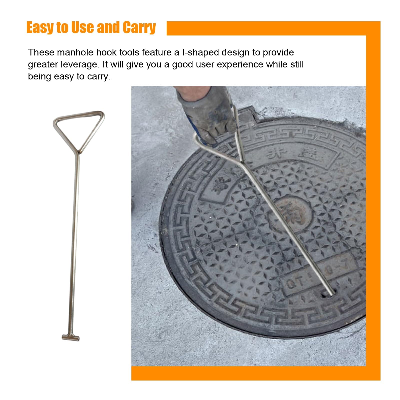 Gancio Per Sollevamento Tombini - In Acciaio Inossidabile, Lunghezza 400 Mm, Per Chiusini, Porte Avvolgibili E Fognature - Foto 3