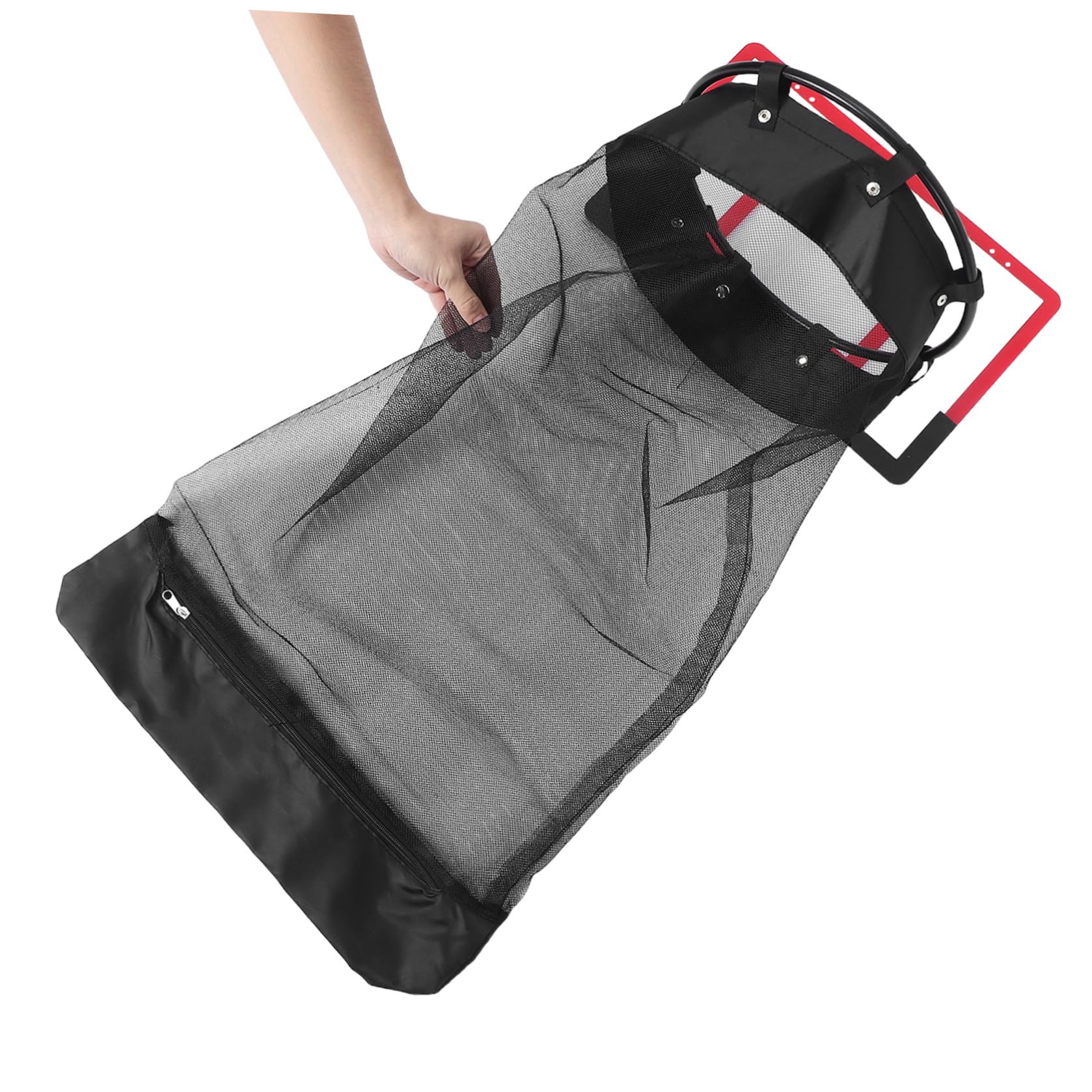 Ciieeo Panier à Linge Suspendu Rouge avec Cadre de Basket, Maille Plastique Résistante, Fermeture Éclair et Crochets Universels, pour Salle de Bain et Usage Domestique