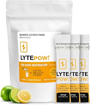 LyteLine Electrolytes Powder - Sea Minerals - Lemon-Lime Hydration Supplement 16 Single Servings