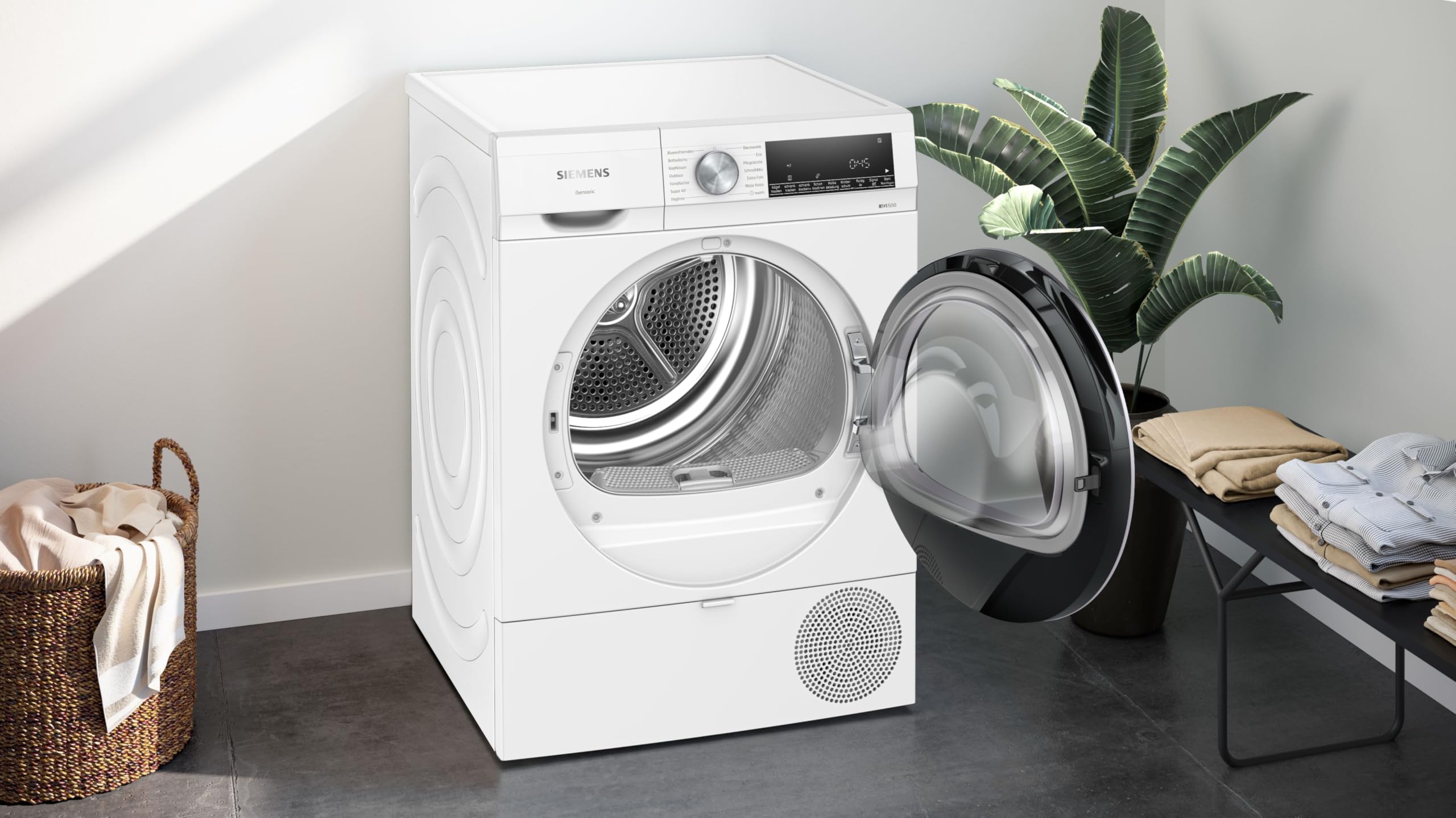 Siemens WQ43G2D0EM, iQ500, Smarter Wärmepumpentrockner 9 kg, autoDry, speedPack, Reversierende Trommel, Nachlegefunktion, halbe Beladung, Trommelinnenbeleuchtung, Weiß