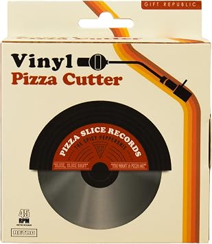 Gift Republic Vinyl Pizza Cutter - Retro Record-Inspired Wheel Blade in Presentation Box - Fun Pizza Slicer for Music & Vinyl Fans Housewarming Gift Idea